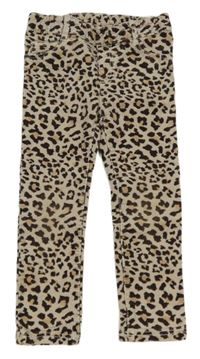 Béžovo-hnědé vzorované elastické manšestrové kalhoty H&M