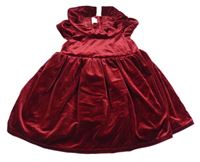 Červené zamatové šaty s golierikom H&M