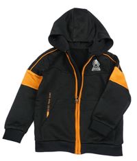 Čierno-oranžová prepínaci mikina s potlačou a kapucňou George