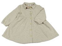 Béžové žebrované šaty s límečkem 