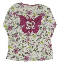 Bílé květované triko s motýlkem Kids 