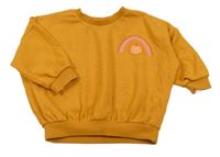 Medová oversize mikina s duhou a nápisem Matalan