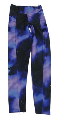 Fialovo-černé batikované sportovní legíny C&A