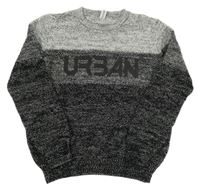 Černo-bílý pruhovaný melírovaný svetr s nápisem Yigga 