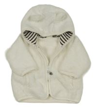 Bílá chlupatá propínací mikina s kapucí H&M