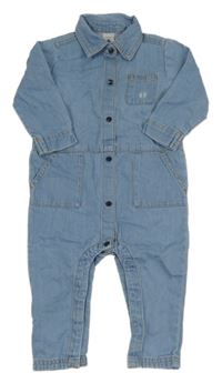 Modrý riflový kalhotový overal Petit Bateau