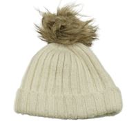 Smetanová žebrovaná pletená čepice s bambulí H&M