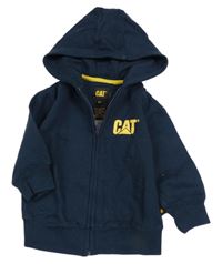 Tmavomodrá propínací mikina s lokomotivou a kapucí CAT