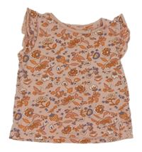 Svetloružové kvietkovane tričko C&A