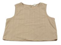 Béžová vzorovaná crop blúzka Shein