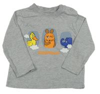 Sivé melírované tričko s zvieratkami