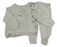 2set - Béžový svetr s medvídkem + pletené kalhoty Nutmeg