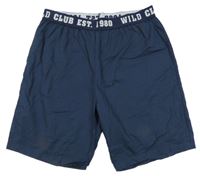 Tmavomodré plátenné kraťasy s nápisom Hip&Hopps