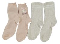 2x - Světlerůžové + béžové ponožky vel. 31-34