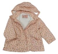 Broskvová šusťáková jarní květovaná bunda s kapucí Tu