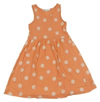 Oranžové bavlnené šaty s bodkami H&M