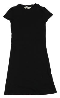 Čierne rebrované dlhé šaty H&M