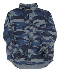 Modro-tmavomodrá army rifľová košeľová bunda M&Co.