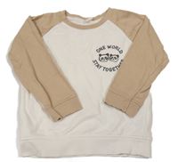 Bielo-béžová mikina s pandami a nápisom H&M