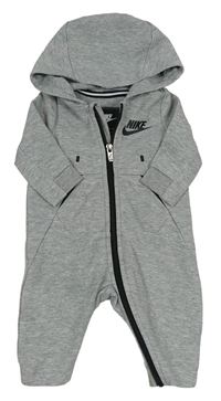Sivá melírovaná tepláková kombinéza s logom a kapucňou Nike