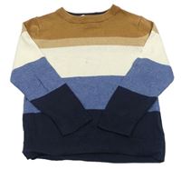 Hnedo-smetanovo-modro-tmavomodrý sveter H&M