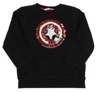 Čierna mikina so znakem z překlápěcích flitrů - Avengers H&M