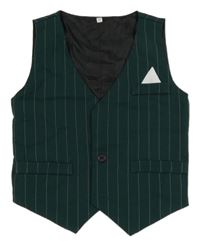 Tmavozeleno-biela pruhovaná spoločenská vesta