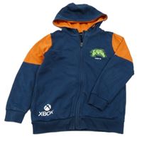Tmavopetrolejovo/oranžová propínací mikina s X-BOX a kapucí George