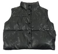 Čierna prešívaná koženková zateplená vesta PRIMARK