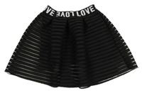 Černá pruhovano/síťovaná sukně s nápisy 