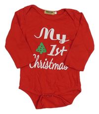 Červené vánoční body s nápisy a stromečkem 