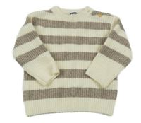 Smetanovo-kávový pruhovaný rebrovaný sveter KIABI