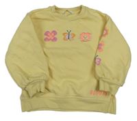 Žltá mikina s kvetmi a motýlikmi M&S