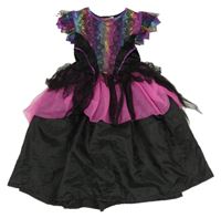 Kockovaným - čierno-ružové šaty so vzorom a flitrami a volánikmi Tu