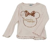 Světlerůžové triko s Minnie z flitrů Disney