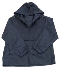 Tmavomodrá kockovaná šušťáková nepromokavá vetrovka s kapucňou Matalan