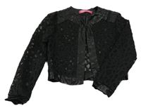 Černé vzorované/síťované bolérko s koženkou Sarah Chole