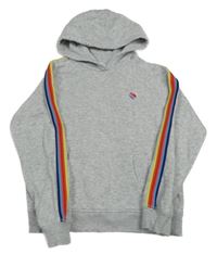 Svetlosivá melírovaná mikina so srdiečkom a vreckom a pruhmi a kapucňou M&S