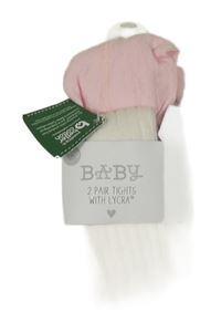 Nové - 2x - Žebrované punčocháče - Bílé, světlerůžové Matalan