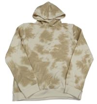 Hnedo-svetlobéžová batikovaná mikina s vreckom a kapucňou H&M