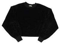 Čierna plyšová crop mikina Candy Couture