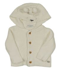 Smetanový pletený propínací zateplený svetr s kapucí - medvídek Rock-a- Bye Baby
