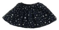 Tmavomodrá tylová sukňa so striebornými hviezdičkami PRIMARK
