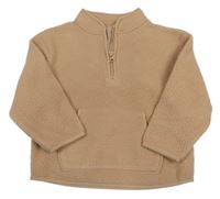 Světlehnědá huňatá mikina s kapsou St. Bernard