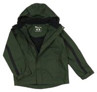 Tmavokhaki-černá kostkovaná šusťáková funkční jarní bunda s kapucí MOUNTAIN WAREHOUSE