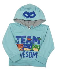 Svetlomodrá mikina s PJ MASKS a kapucňou