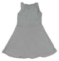 Bielo-tmavomodré pruhované šaty Page one young