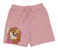 Svetloružové teplákové kraťasy s PAW PATROL - Skye St. Bernard
