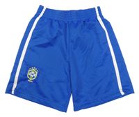 Zafírové futbalové kraťasy s erbem a pruhmi
