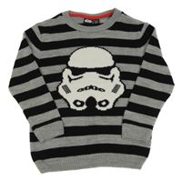 Šedo/melírovano-černý pruhovaný pletený svetr se Star Wars Rebel